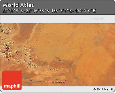 Satellite 3D Map of the Area around 22° 33' 23" S, 133° 31' 30" E