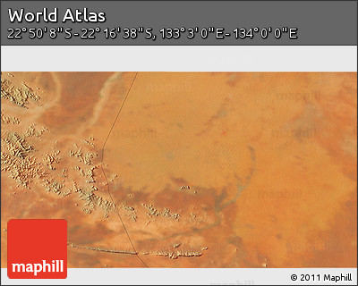 Satellite 3D Map of the Area around 22° 33' 23" S, 133° 31' 30" E