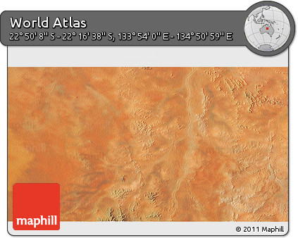 Satellite 3D Map of the Area around 22° 33' 23" S, 134° 22' 30" E