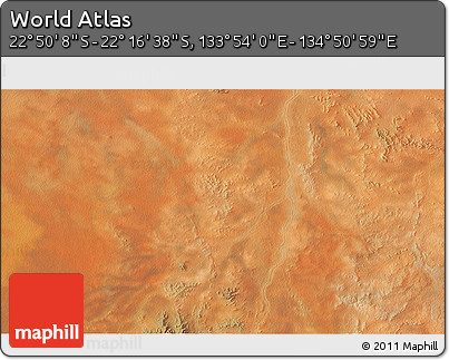 Satellite 3D Map of the Area around 22° 33' 23" S, 134° 22' 30" E