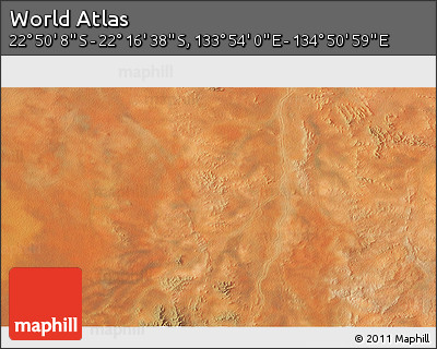 Satellite 3D Map of the Area around 22° 33' 23" S, 134° 22' 30" E