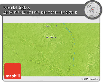 Physical 3D Map of the Area around 22° 33' 23" S, 138° 37' 30" E