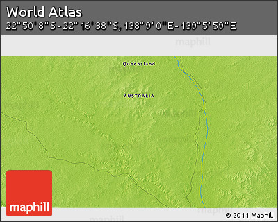 Physical 3D Map of the Area around 22° 33' 23" S, 138° 37' 30" E