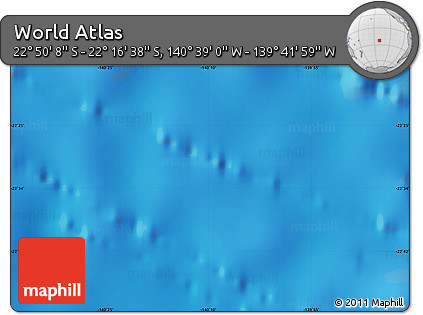 Physical Map of the Area around 22° 33' 23" S, 140° 10' 30" W