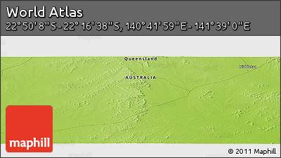 Physical Panoramic Map of the Area around 22° 33' 23" S, 141° 10' 30" E