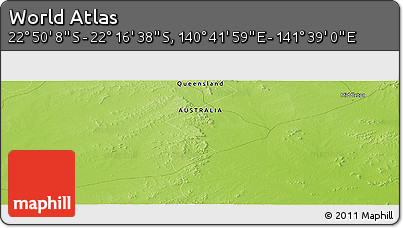 Physical Panoramic Map of the Area around 22° 33' 23" S, 141° 10' 30" E