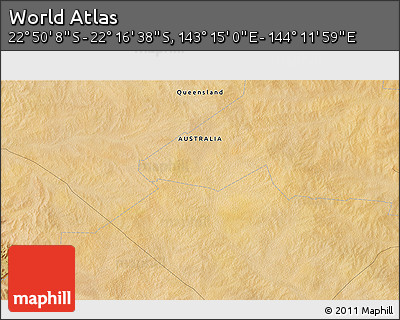 Satellite 3D Map of the Area around 22° 33' 23" S, 143° 43' 29" E