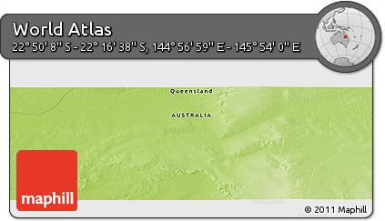 Physical Panoramic Map of the Area around 22° 33' 23" S, 145° 25' 30" E