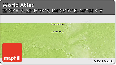 Physical Panoramic Map of the Area around 22° 33' 23" S, 145° 25' 30" E