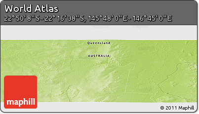 Physical Panoramic Map of the Area around 22° 33' 23" S, 146° 16' 30" E