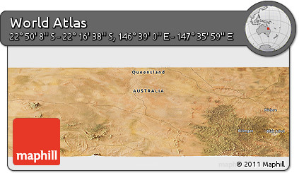 Satellite Panoramic Map of the Area around 22° 33' 23" S, 147° 7' 30" E
