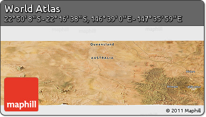 Satellite Panoramic Map of the Area around 22° 33' 23" S, 147° 7' 30" E