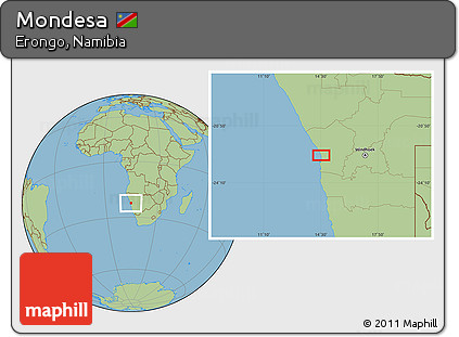 Savanna Style Location Map of Mondesa