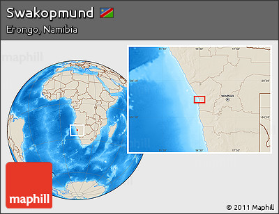Shaded Relief Location Map of Swakopmund