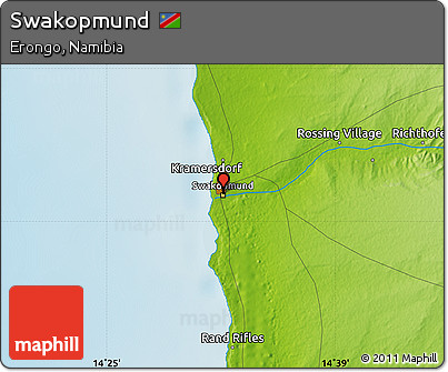 Physical Map of Swakopmund