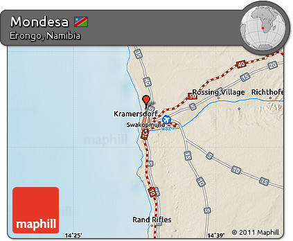 Shaded Relief Map of Mondesa