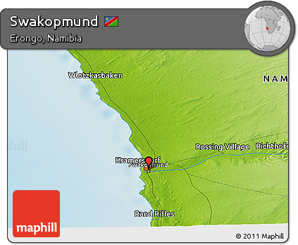 Physical Panoramic Map of Swakopmund