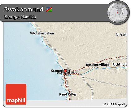 Shaded Relief Panoramic Map of Swakopmund