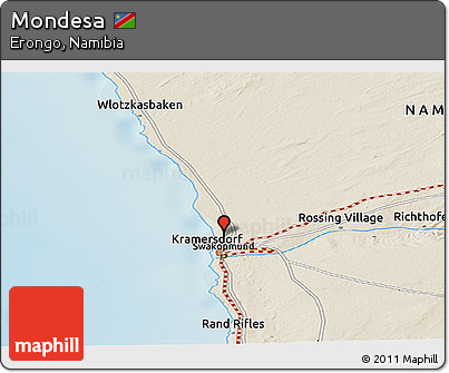 Shaded Relief Panoramic Map of Mondesa