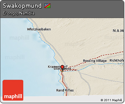 Shaded Relief Panoramic Map of Swakopmund