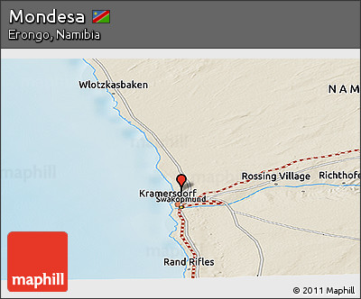 Shaded Relief Panoramic Map of Mondesa