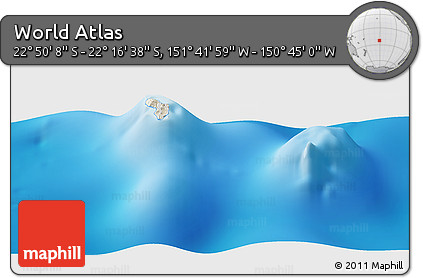 Shaded Relief Panoramic Map of the Area around 22° 33' 23" S, 151° 13' 29" W