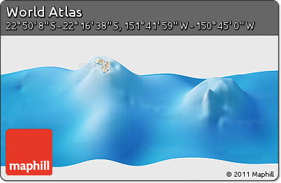 Shaded Relief Panoramic Map of the Area around 22° 33' 23" S, 151° 13' 29" W