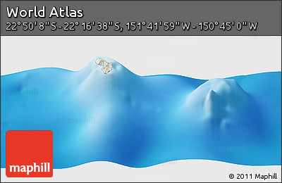 Shaded Relief Panoramic Map of the Area around 22° 33' 23" S, 151° 13' 29" W