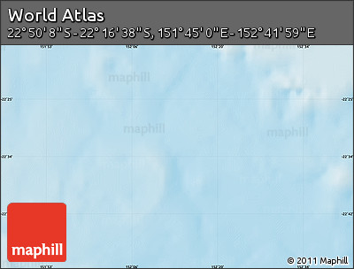 Physical Map of the Area around 22° 33' 23" S, 152° 13' 29" E