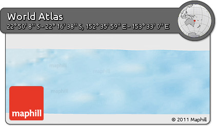 Physical Panoramic Map of the Area around 22° 33' 23" S, 153° 4' 29" E