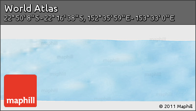 Physical Panoramic Map of the Area around 22° 33' 23" S, 153° 4' 29" E