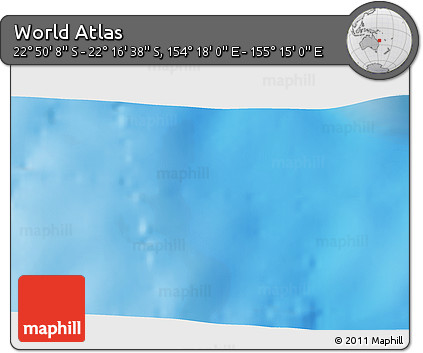 Physical 3D Map of the Area around 22° 33' 23" S, 154° 46' 30" E