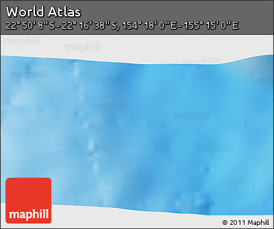 Physical 3D Map of the Area around 22° 33' 23" S, 154° 46' 30" E