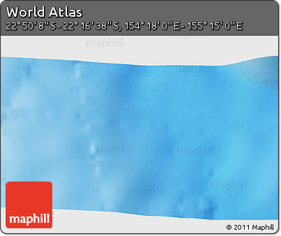 Physical 3D Map of the Area around 22° 33' 23" S, 154° 46' 30" E
