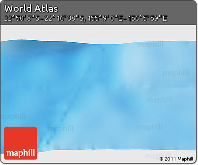 Physical 3D Map of the Area around 22° 33' 23" S, 155° 37' 30" E