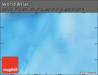 Physical Map of the Area around 22° 33' 23" S, 155° 37' 30" E