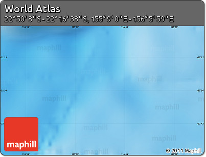Physical Map of the Area around 22° 33' 23" S, 155° 37' 30" E