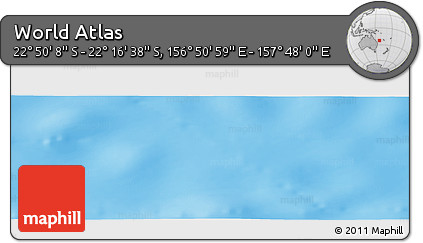 Physical Panoramic Map of the Area around 22° 33' 23" S, 157° 19' 29" E