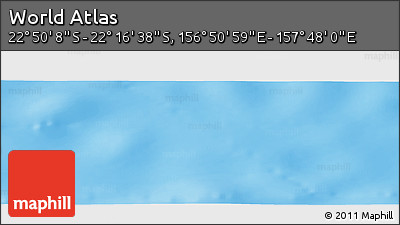 Physical Panoramic Map of the Area around 22° 33' 23" S, 157° 19' 29" E