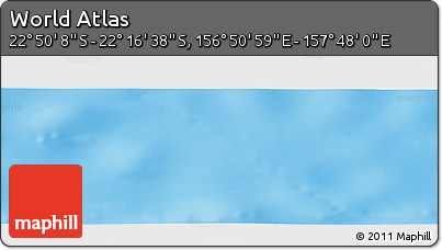 Physical Panoramic Map of the Area around 22° 33' 23" S, 157° 19' 29" E