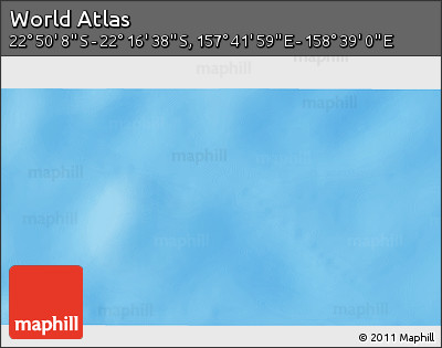 Physical 3D Map of the Area around 22° 33' 23" S, 158° 10' 30" E