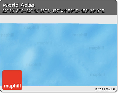 Physical 3D Map of the Area around 22° 33' 23" S, 158° 10' 30" E