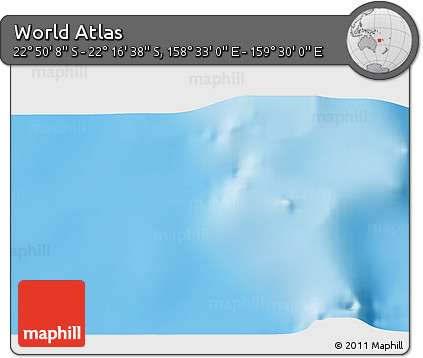 Physical 3D Map of the Area around 22° 33' 23" S, 159° 1' 30" E