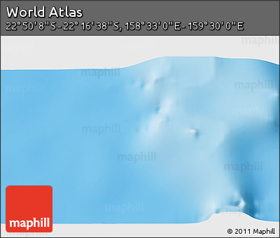Physical 3D Map of the Area around 22° 33' 23" S, 159° 1' 30" E