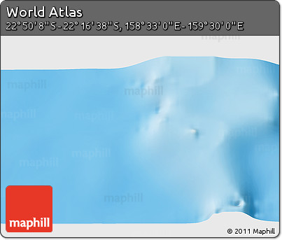 Physical 3D Map of the Area around 22° 33' 23" S, 159° 1' 30" E