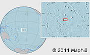 Gray Location Map of the area around 22° 33' 23" S, 159° 43' 29" W, hill shading