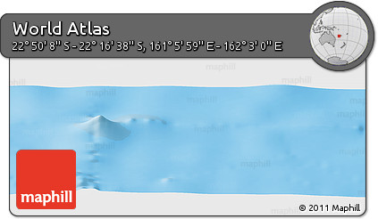 Physical Panoramic Map of the Area around 22° 33' 23" S, 161° 34' 29" E