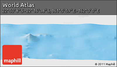 Physical Panoramic Map of the Area around 22° 33' 23" S, 161° 34' 29" E