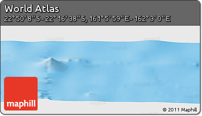 Physical Panoramic Map of the Area around 22° 33' 23" S, 161° 34' 29" E