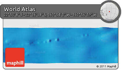 Physical Panoramic Map of the Area around 22° 33' 23" S, 161° 25' 30" W